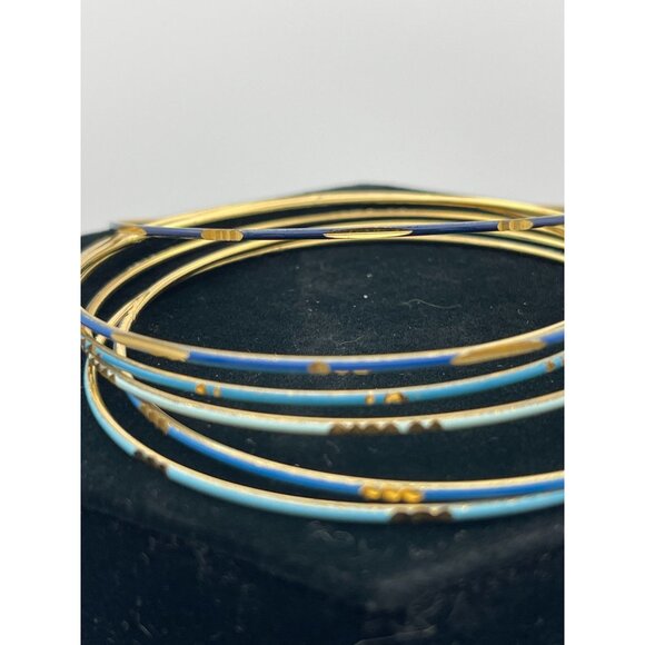 7 Bangle Bracelets Assorted Shades Blue And Designs - Picture 4 of 6
